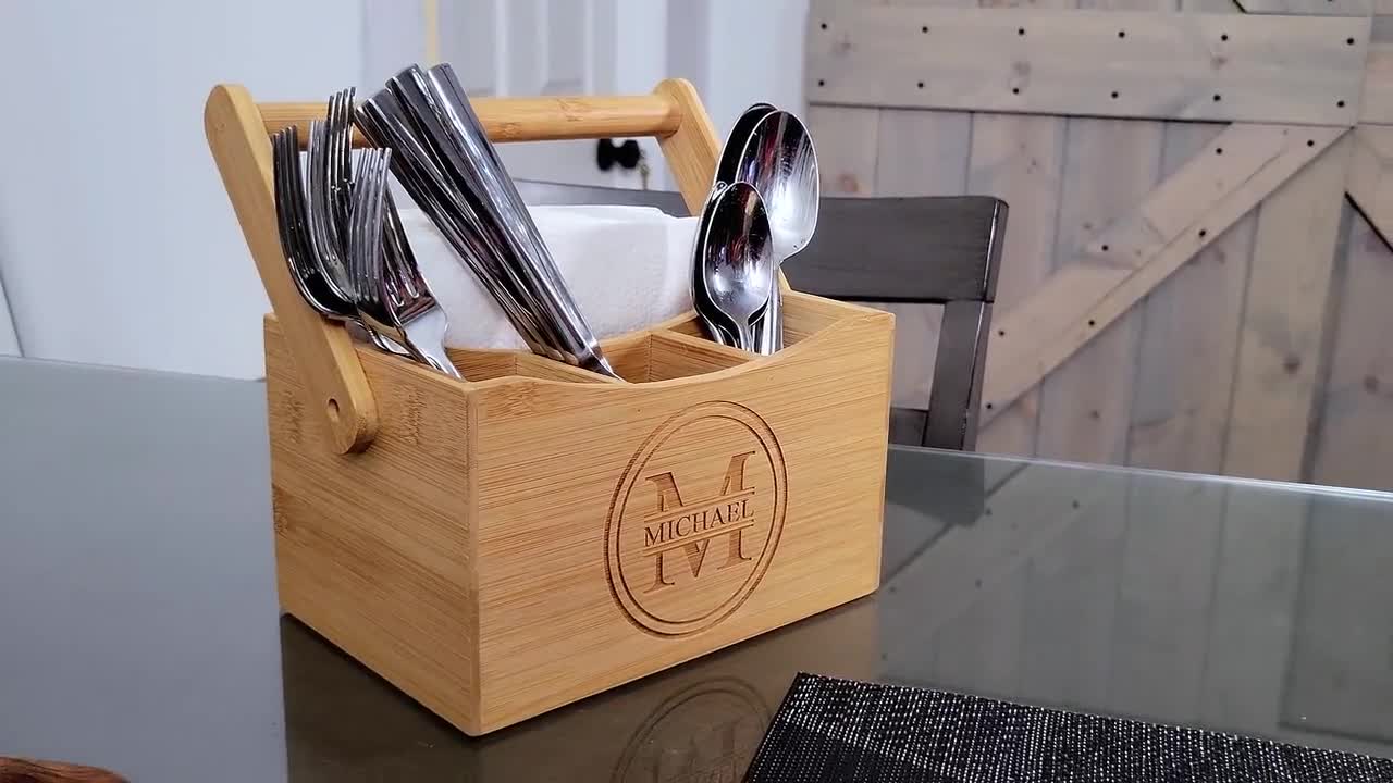 Wooden Kitchen Utensil Holder Personalized Wood Utensil Box Custom Bamboo  Kitchen Wood Holder With Utensils Utensil Organizer Wooden 