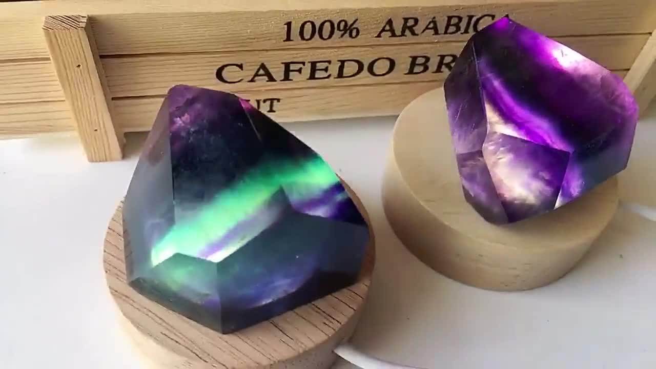 Natural Rainbow Fluorite Crystal Lamp Gemstone Desk Lamp Crystal