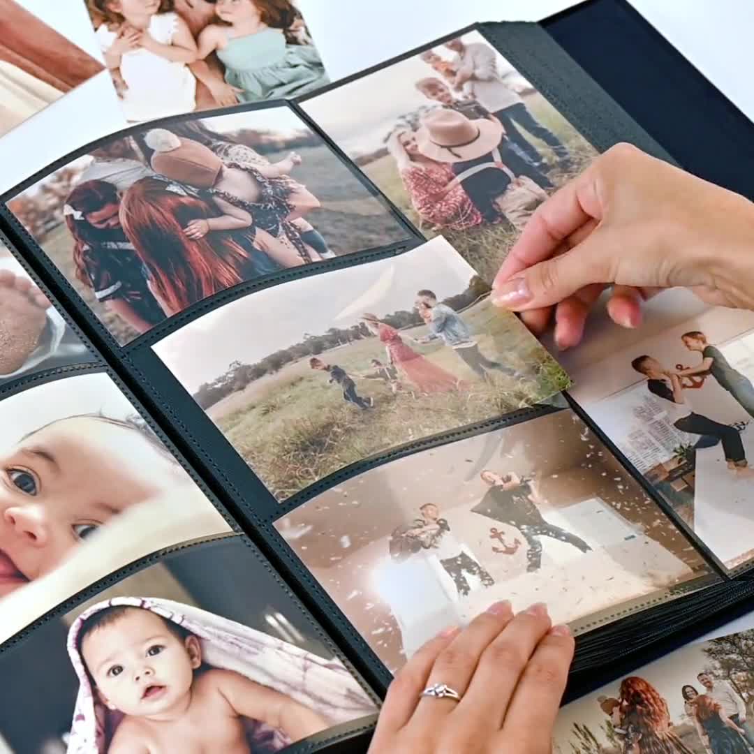 Album photo de mariage avec pochettes pour jusqu'à 1000 photos 4x6, grand  album photo en velours vert avec fenêtre photo -  France