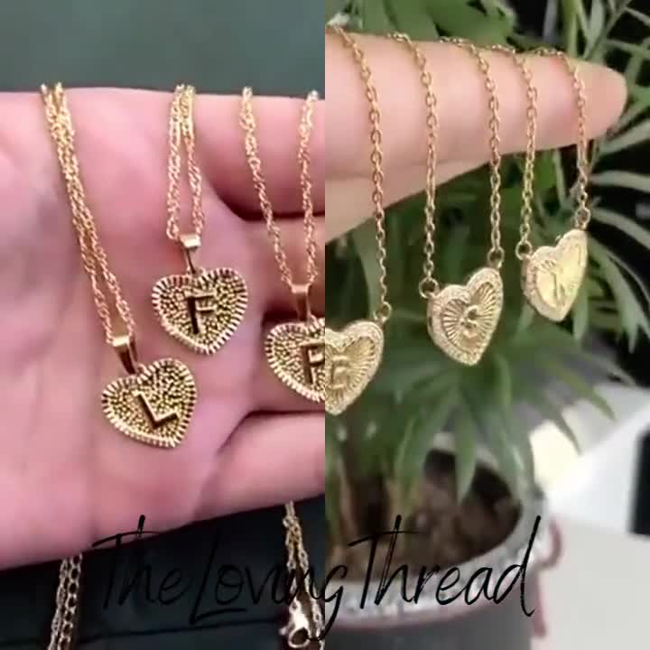 A-Z Initial Alphabet Letter Heart Pendant Necklace for Women