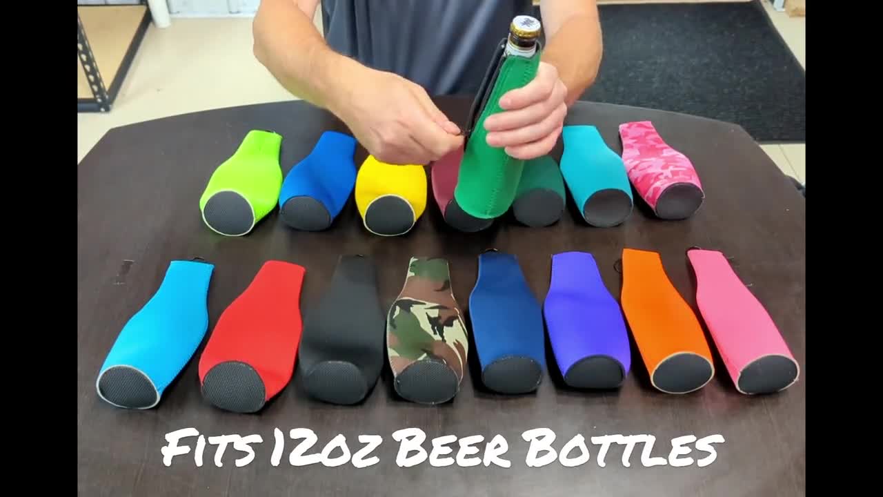 Blank Neoprene Zipper Beer Bottle Coolie Variety Color Packs