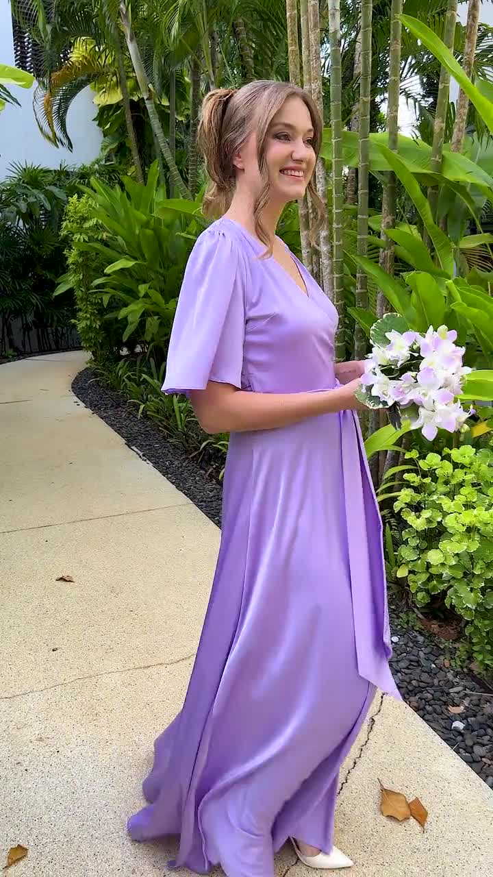 PROMLINK Women's Beaded Chiffon Bridesmaid Dress - Long Sleeveless Gown, Lilac, Size 8 - View #5