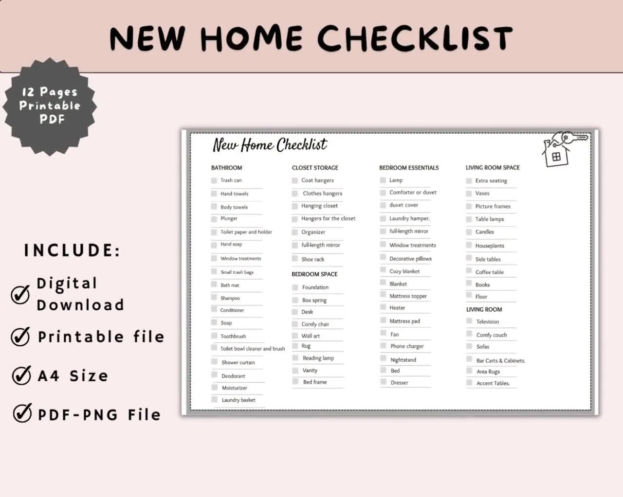 New Home Essentials Checklist. A Room by Room List of Household