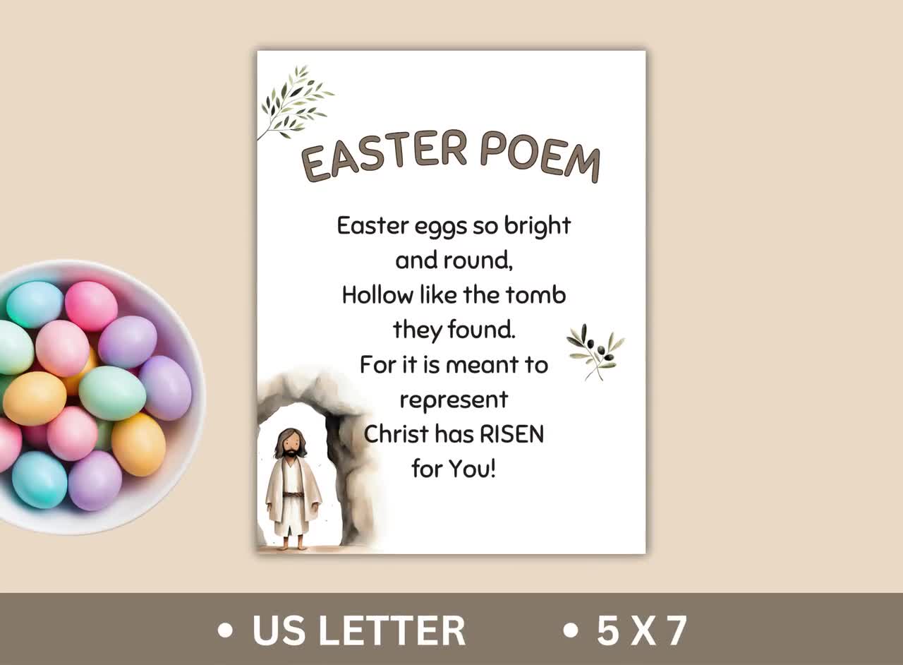 Printable Easter Poem for Kids, Religious Easter Story, Easter Basket Filler, Easter Favors, Sunday School, Digital Download - Etsy printable-easter-poem-for-kids-religious-easter-story-easter-basket-filler-easter-favors-sunday-school-digital-download-etsy
