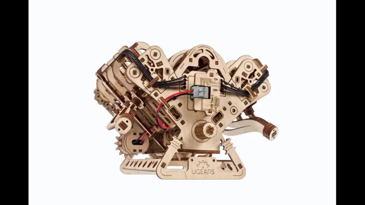 WOODEN.CITY V8 Motormodelweegschaal 1:8 - 3D-puzzels, houten puzzels voor volwassenen en modelkits - unieke geschenken in de EU, montagetijd 3H
