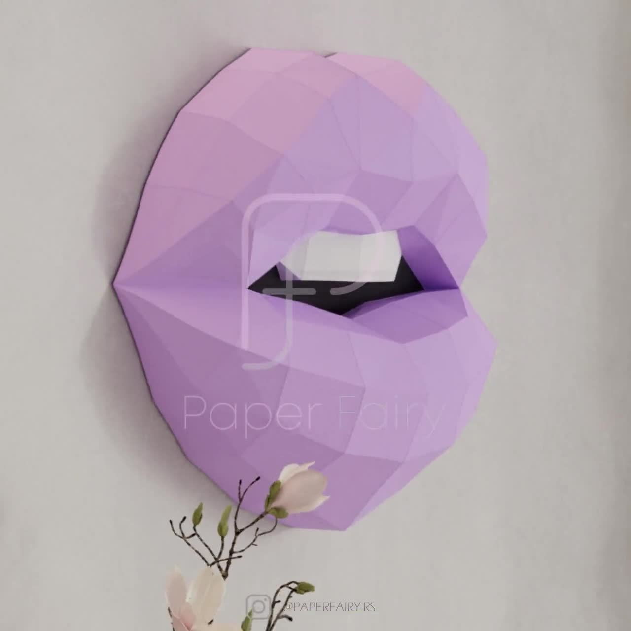 3D Papercraft Lips Template: Low Poly Wall Art (PDF Pattern) - Etsy