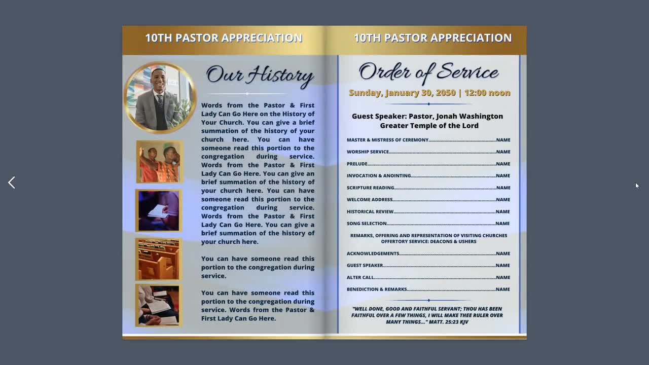 canva-pastor-appreciation-program-editable-template-evening-blue-gold-size-11x8-5-bifold-church-anniversary-4-page-z200-bl-etsy