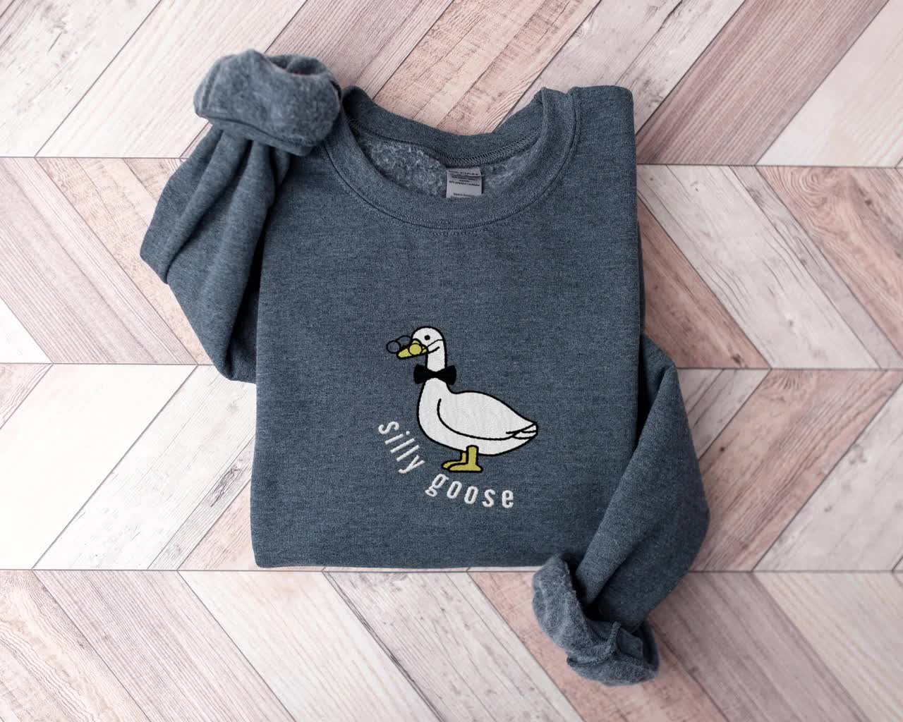 Embroidered Silly Goose Sweatshirt Embroidered Goose Crewneck Sweatshirt  Funny Gift for Guys Silly Goose University 