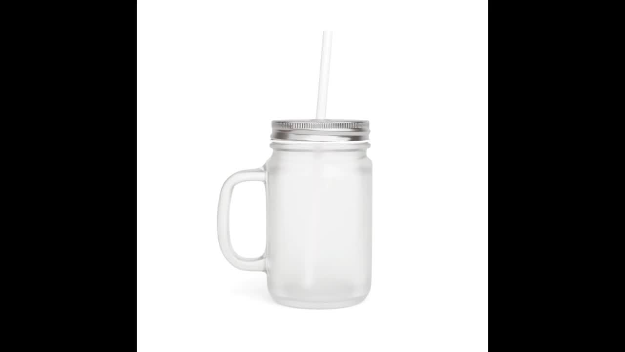 Mason Jars - Handle & Straw, 12 oz.