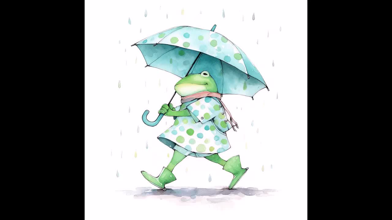 Frog Child in Rain Holding Umbrella Clipart Bundle- 10 High Quality  Watercolor JPGs- Cottage Art, Journaling, Scrapbook, Digital Download