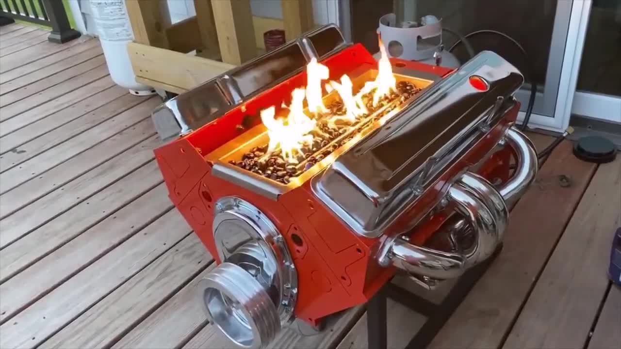 Engine Block fire pit table