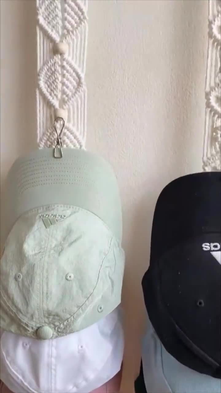 Teksome Appendiabiti per Cappelli in macramè per Montaggio a Parete - Boho Caps Storage Display Organizer Montaggio a Parete | Boho Caps Storage Display Organizer, Porta Cappello Macrame Cowboy Hat