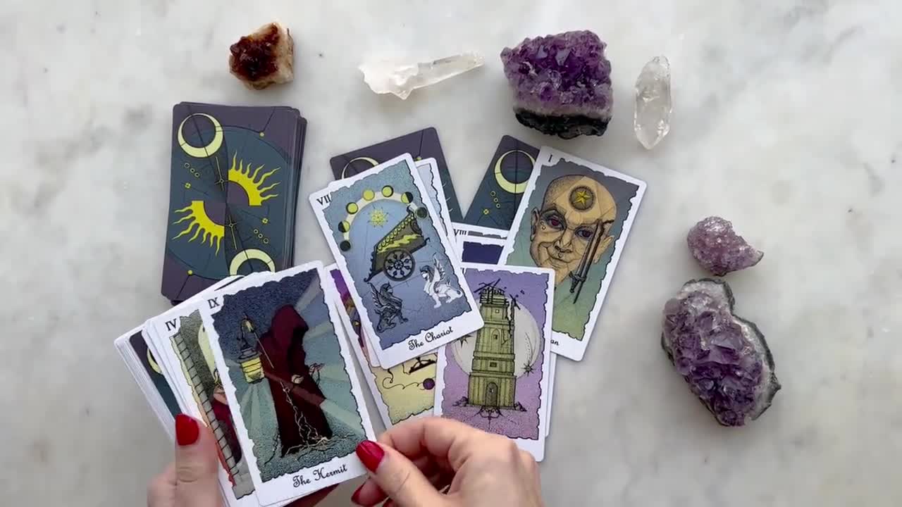 Baraja de cartas de tarot para principiantes con significados en ellos,  carta de tarot con guía (juego blanco con cristales)