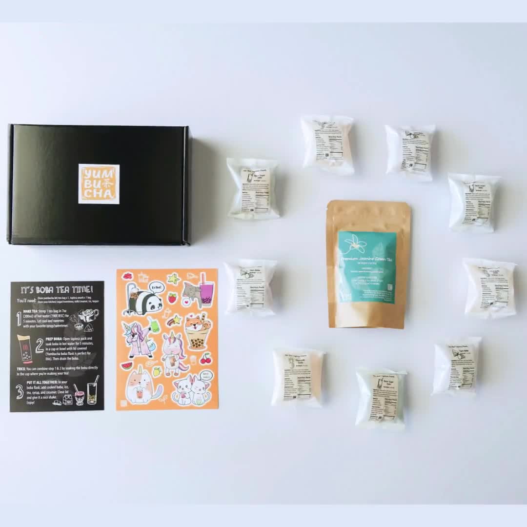 YUMBUCHA Boba Kit Set - DIY Boba Tea Making Kit with Strawberry Oolong &  Tapioca Pearls - Create 10 Delightful Drinks - Exquisite Loose Leaf Teabags