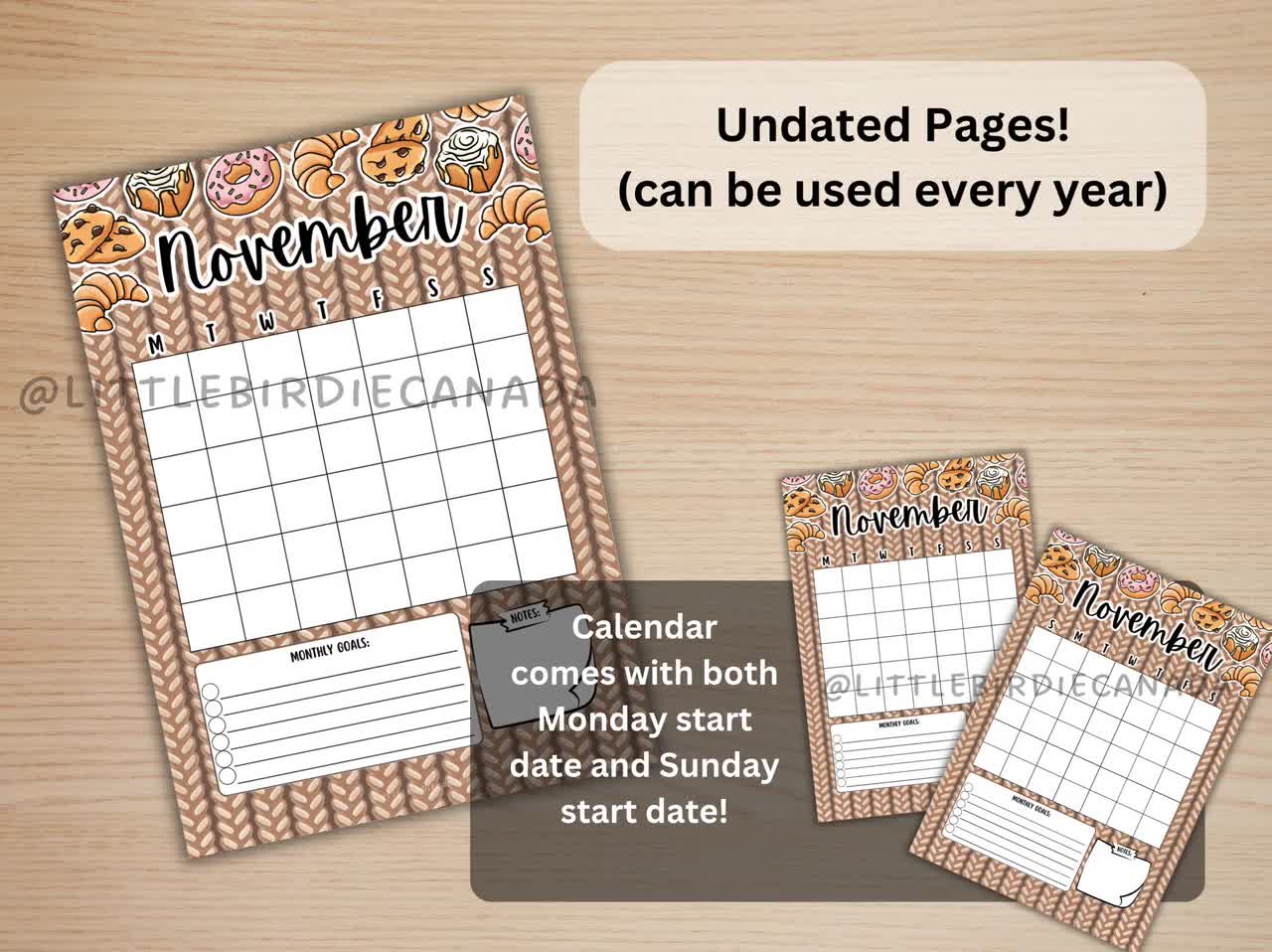 November Journal Bundle - Pastries - PRINTABLE Journal Pages - PRE-COLOURED Pages - November Planner - November Agenda - Printable Planner video poster