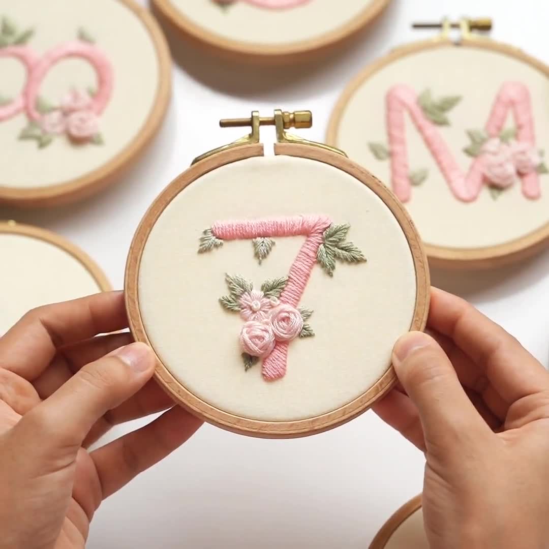 Pinky Rose Numbers Embroidery Pattern 0-9: Beginner DIY (PDF