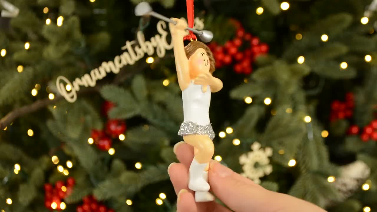 Personalized Baton Twirling Ornament - Cheerleader Christmas Ornaments, Color Guard Ornaments - Brunette Girl - Free Customization video poster