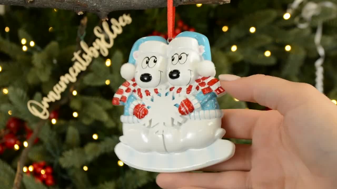 クリスマス用のホッキョクグマのカップルオーナメント - Etsy 日本
