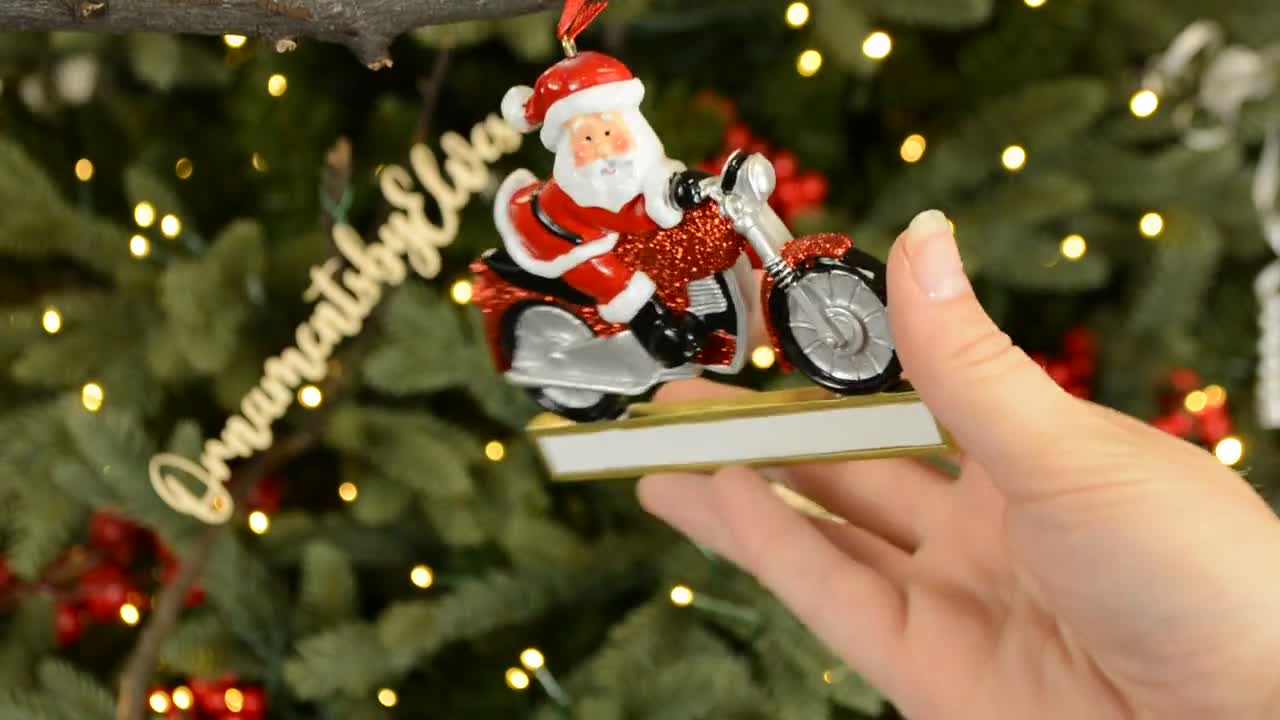 HYFAN Petite Décoration De Noël En Résine Peinte à La Main - Statue De Père Noël En Train De Conduire - Cadeau Complet