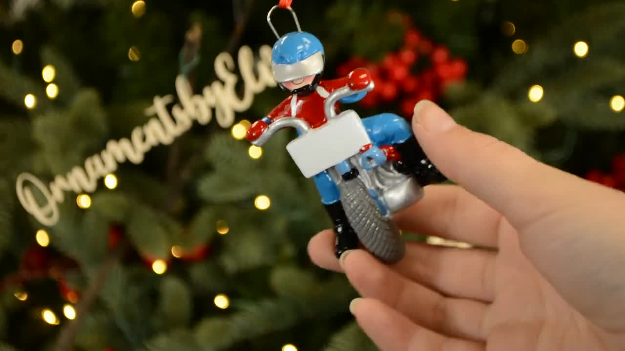 Ornamento Albero Di Natale A Forma Di Moto 2025 – Legno – Regalo Per Motociclisti
