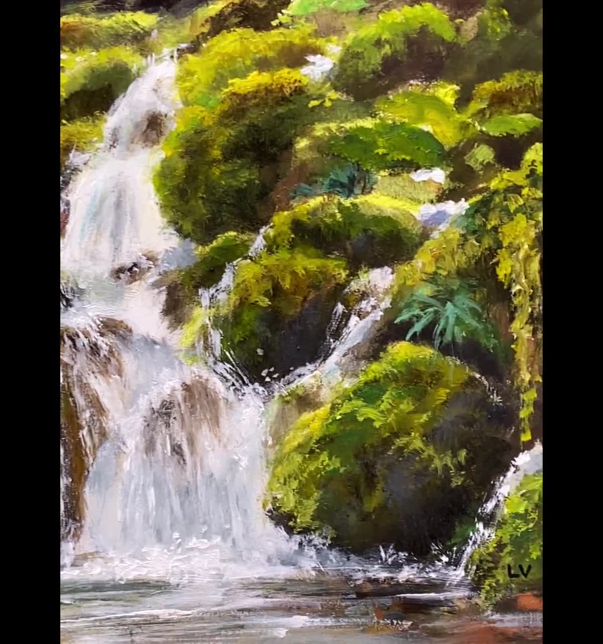 Olympic National Park ORIGINAL Painting, Creek Waterfall Oil