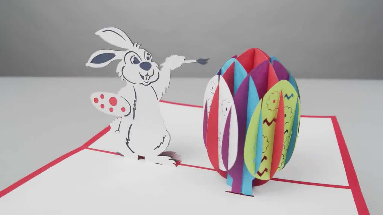 Biglietti Di Pasqua 3D Pop Up - Con Conigli, Uova E Fiori, Inclusa Busta, Per Auguri Speciali (Modello B) - Foto 2