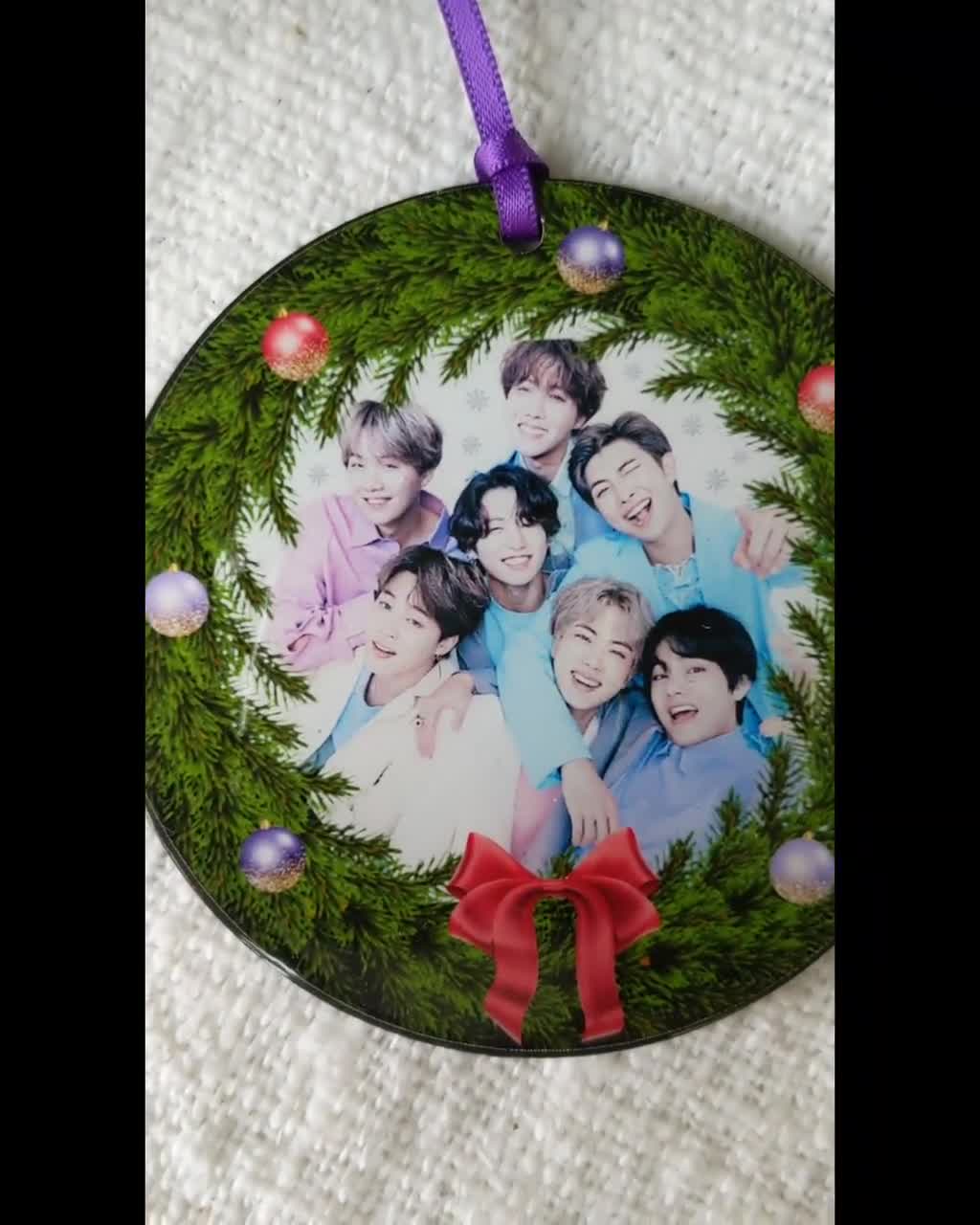 BTS Christmas Ornament, Snowy BTS Logo Ornament, Bts Floating Logo  Ornament, Bts Stocking Stuffer, Gift for BTS Army, Bts Holiday 