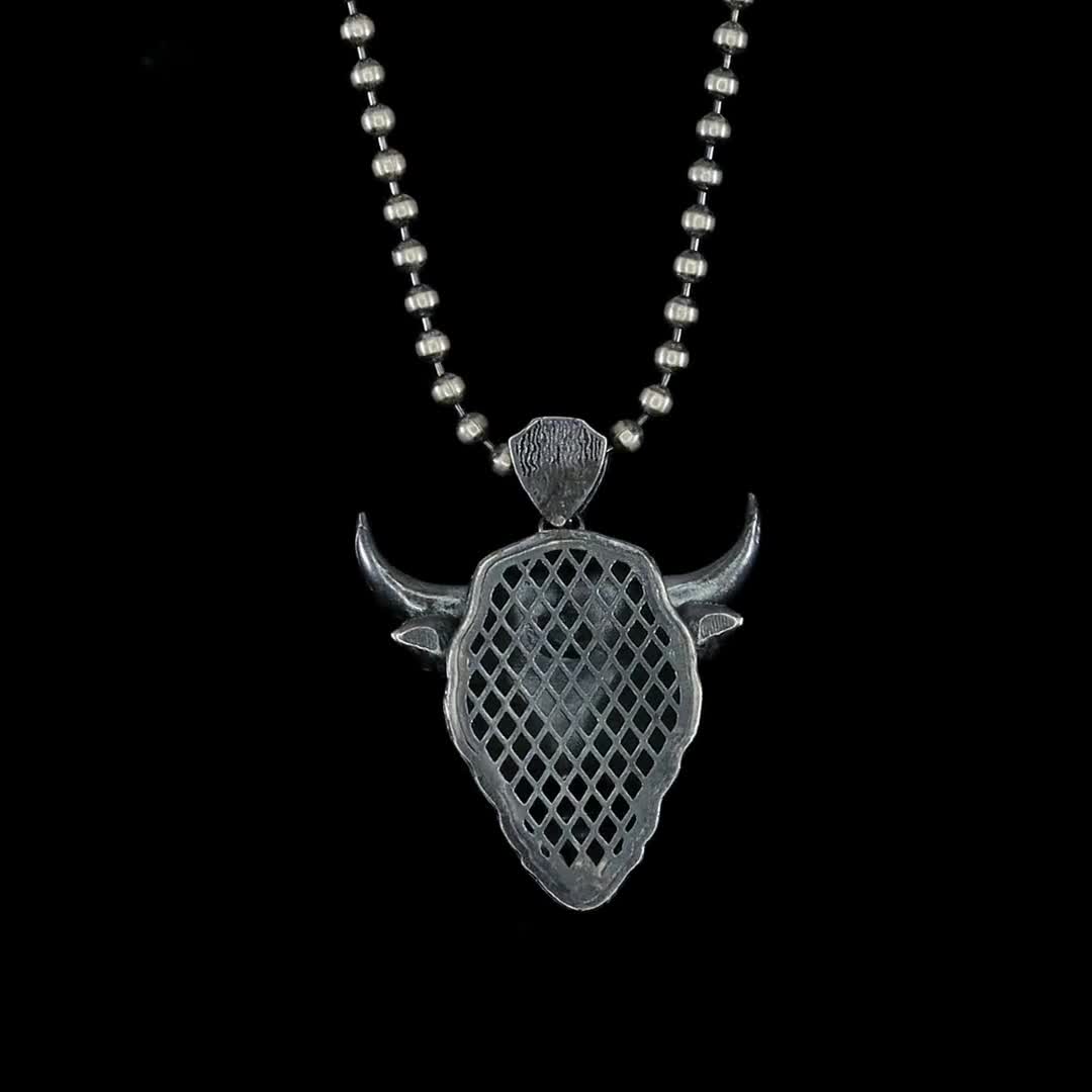 Collana con testa di toro in argento sterling: ciondolo con ciondolo western anticato - Italia