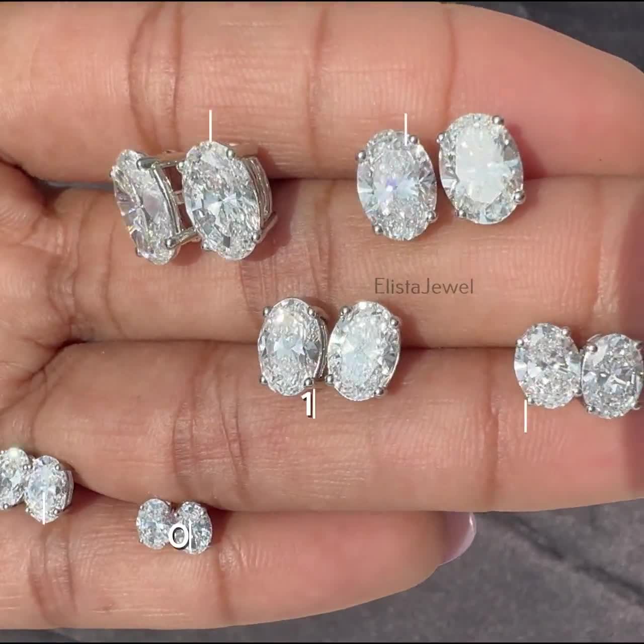 Orecchini A Cerchio Con Diamanti Creati In Laboratorio 2ct - Argento 925 Placcato Oro 14k