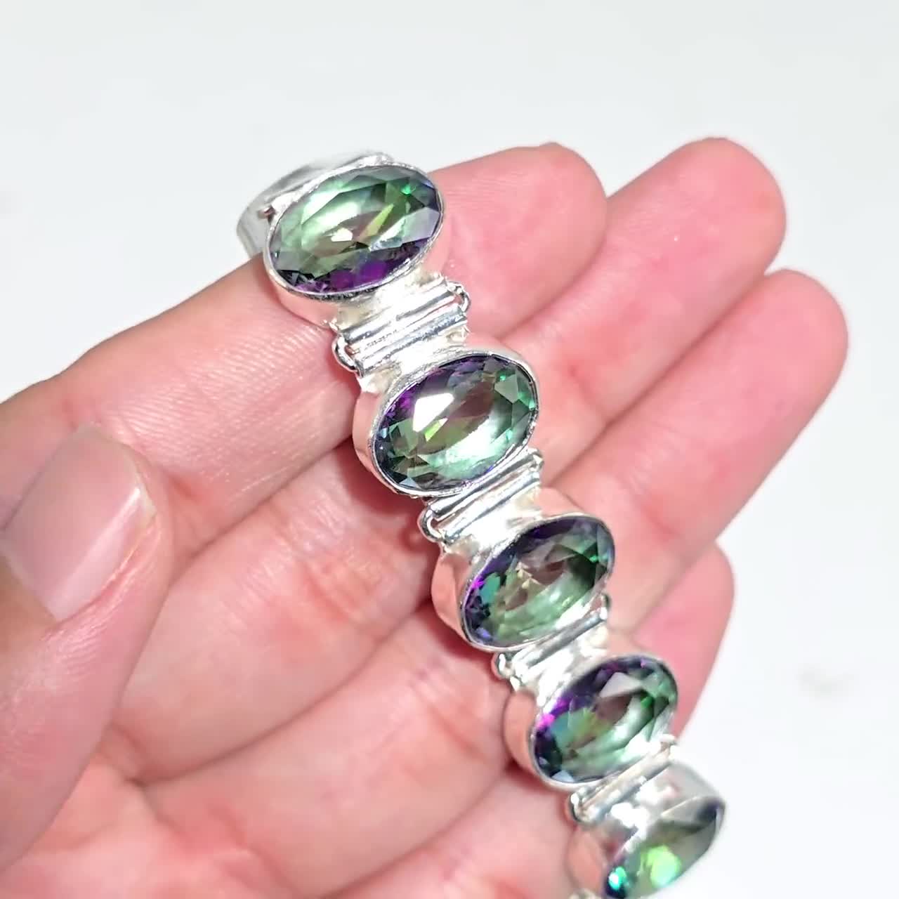 ミスティッククォーツ 925スターリングシルバーブレスレット | 調節