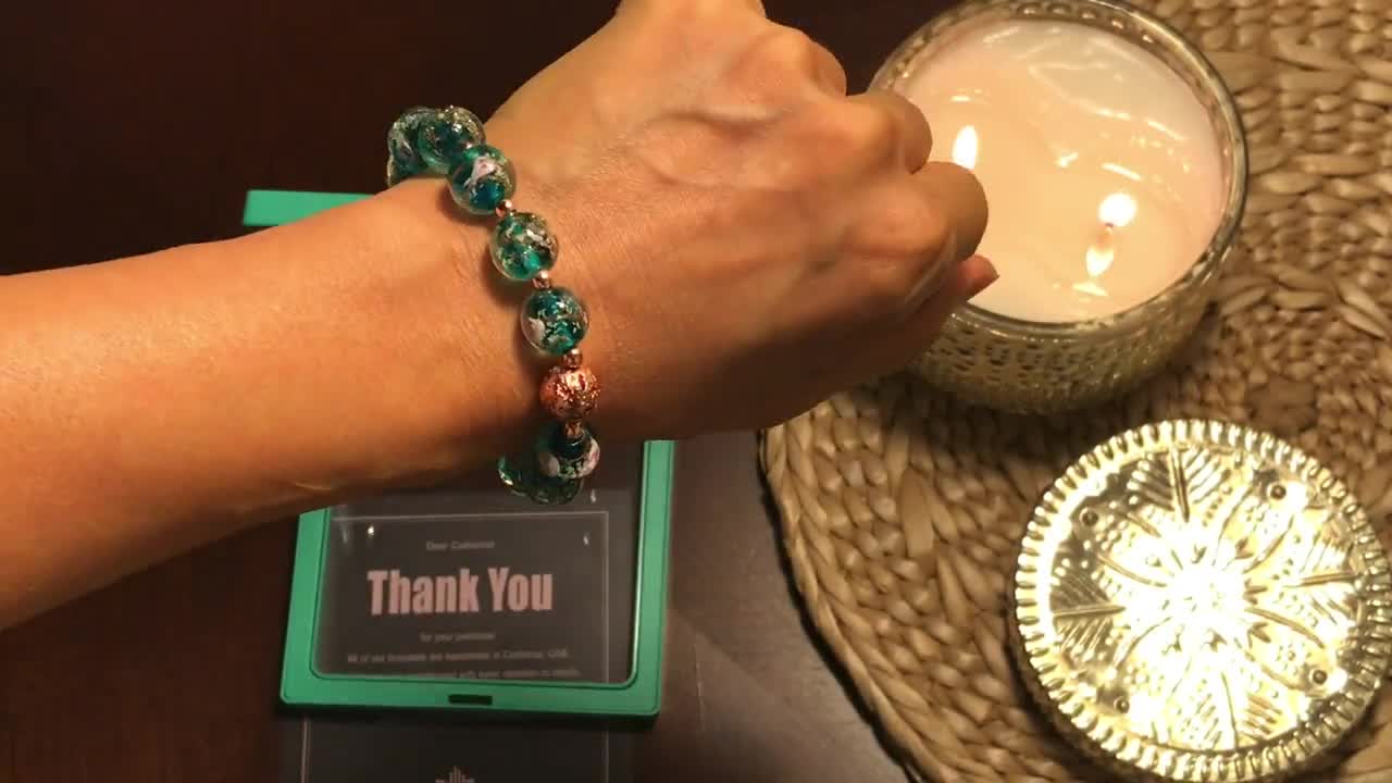 ARTSY Crafts Glow in The Dark Bead Bracelet 7-8, 12mm Ocean Blue Crystal  Beads Bracelet, Mermaid Moonstone Beads Bracelets Womens Mens