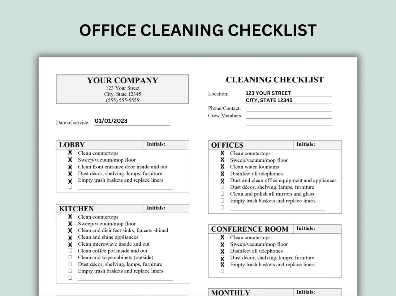 Office Cleaning Checklist - Reflections Extreme Clean