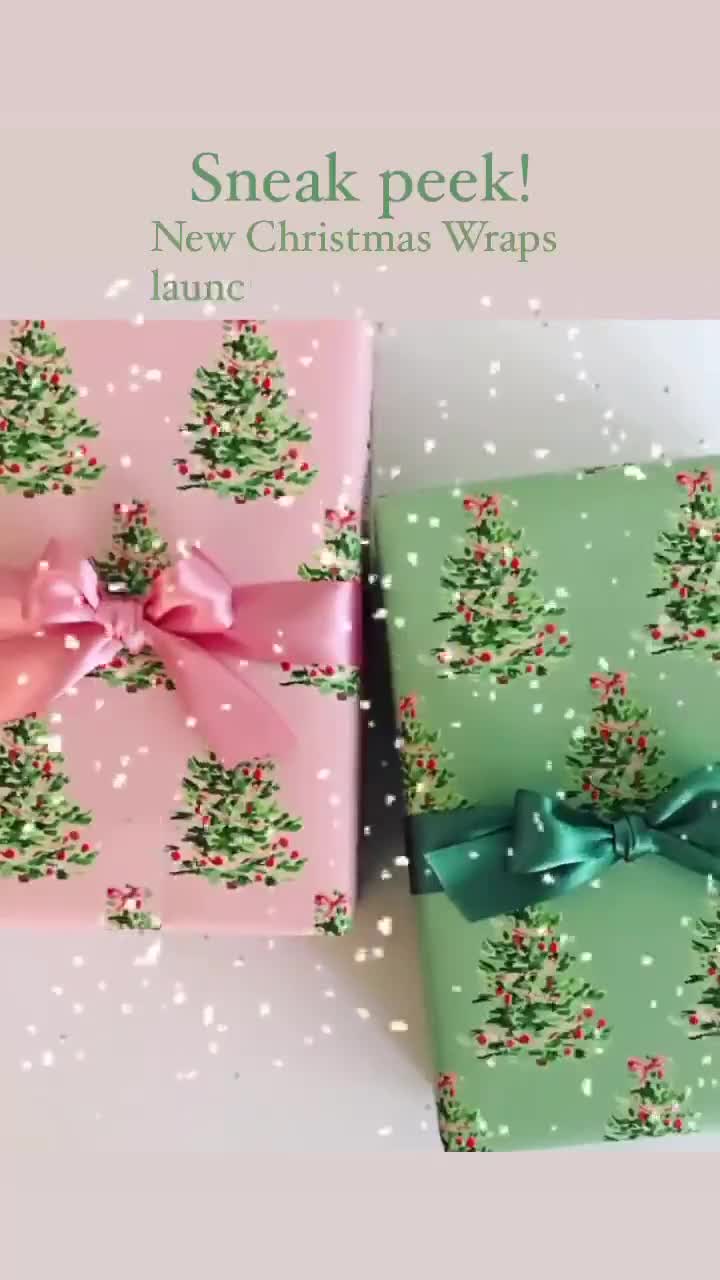 Green Christmas Wrapping Paper, Pinstripe Plaid, Green and Gold