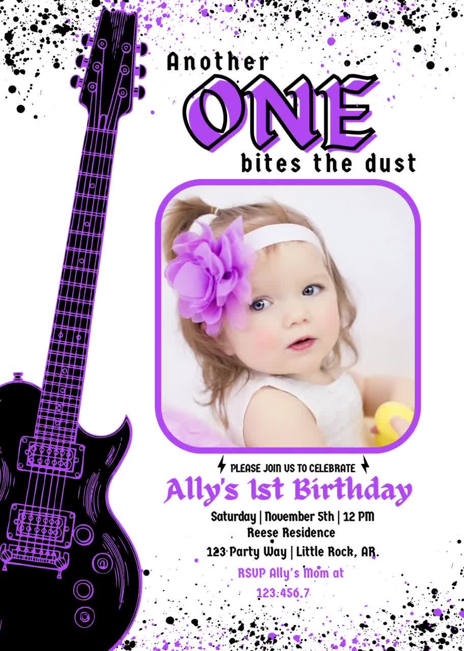 Another ONE Bites the Dust Invitationfirst Birthday 