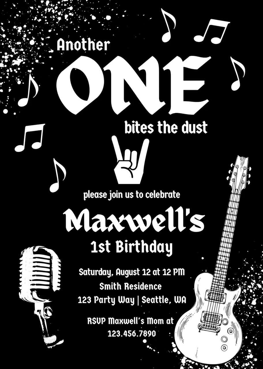 Another ONE Bites the Dust Invitationfirst Birthday 