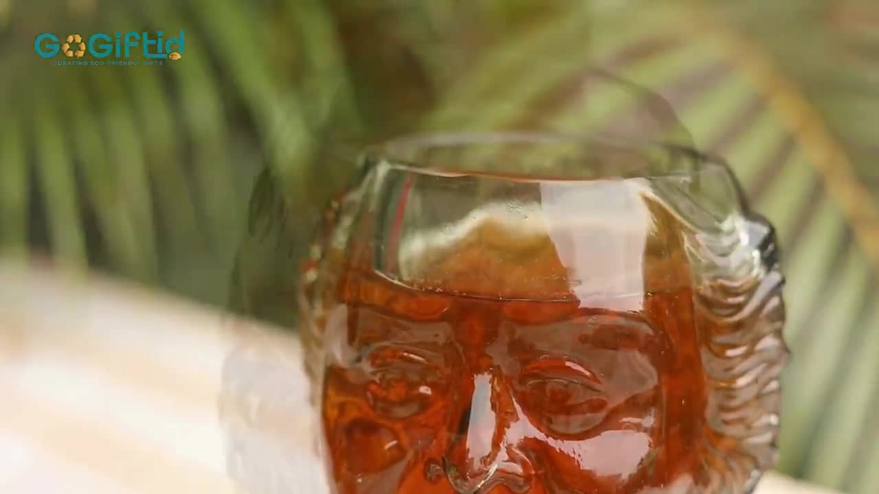 Upcycled Old Monk Face Rum Glass – Handmade Recycled Bottle