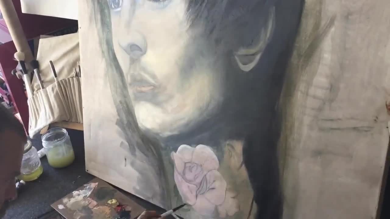 Tráeme el horizonte Oliver Sykes Original Pintura al óleo por Nicky Alice