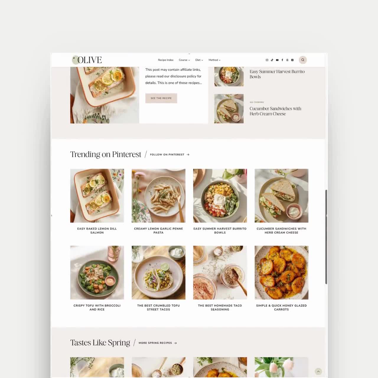 WordPress Theme for Food Blog | Kadence Child Theme | Olive Template | Recipe Blogger, Foodie video poster