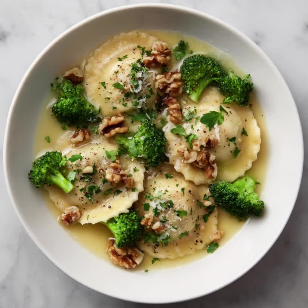 BEST RECIPE for One Pot Broccoli Walnut Ravioli Quick Vegetarian