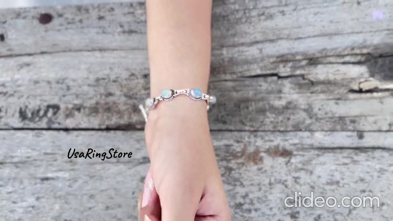 エチオピア産オパールブレスレット：ハンドメイド925