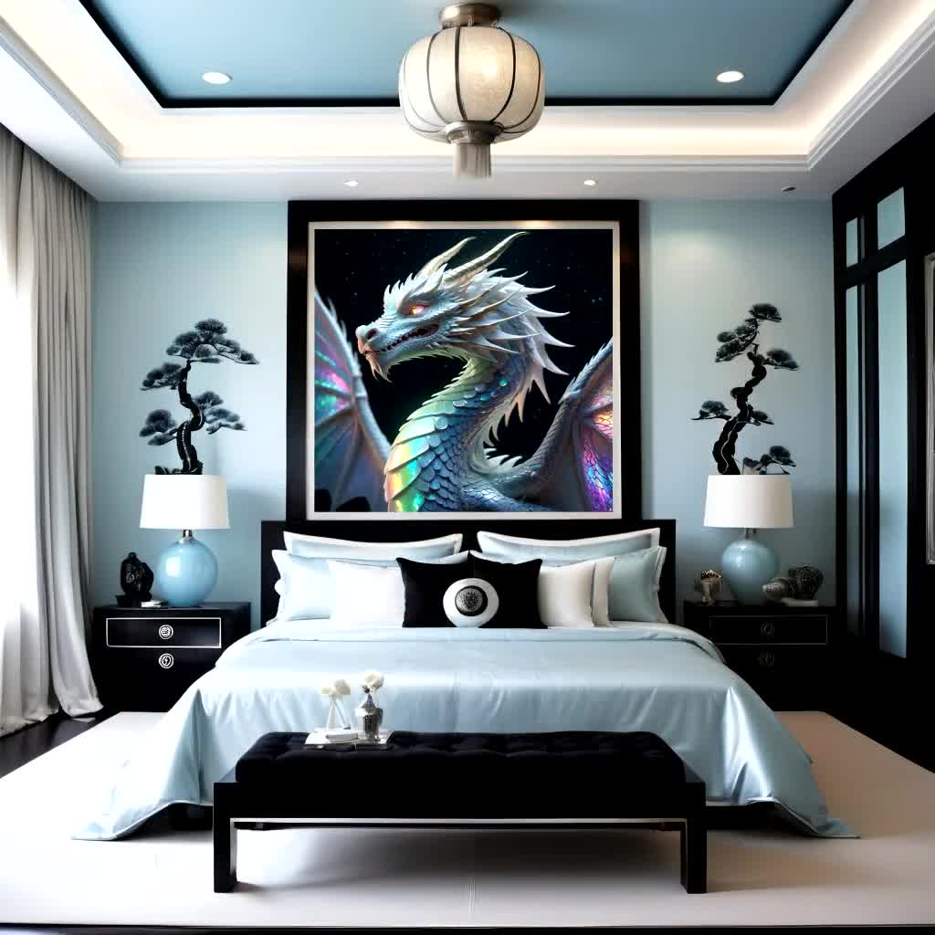Opalescent Lunar Dragon Art Print: Fantasy Home Decor (digital