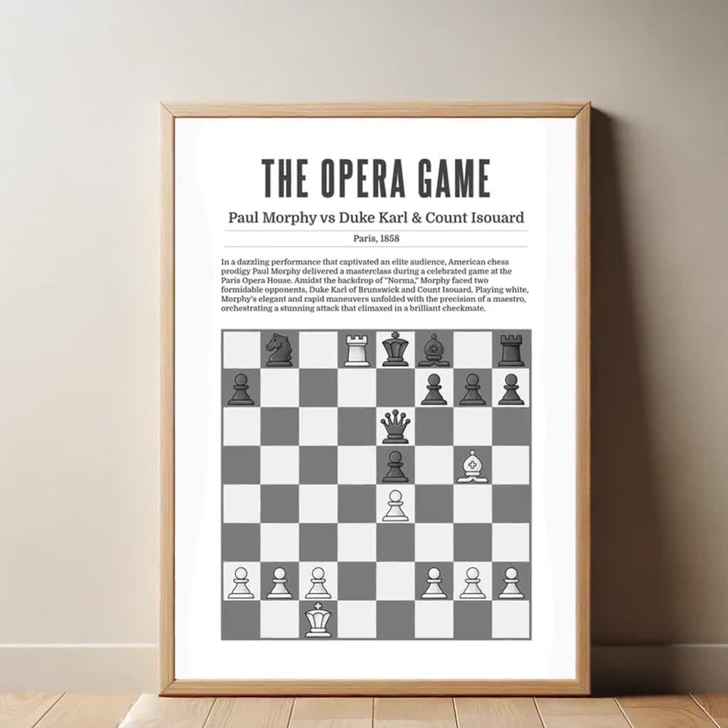 Paul Morphy's Opera Game | Chess Lovers | Chess Poster | Chess