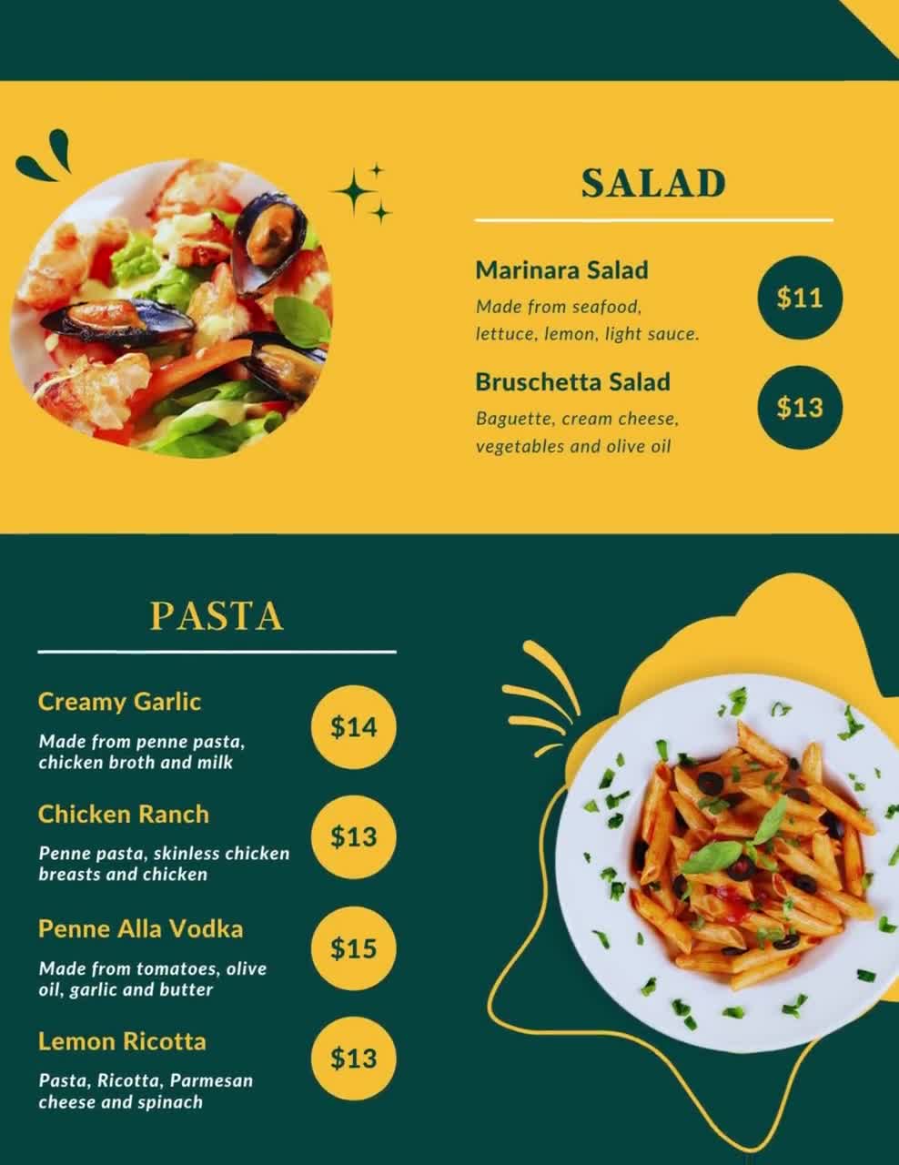 シンプルでモダンなメニューテンプレート - カクテルメニュー