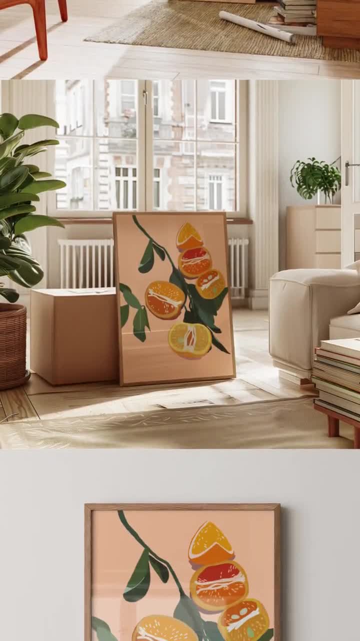 Citrus Tree Art Print, Orange & Lemon Botanical Decor (digital