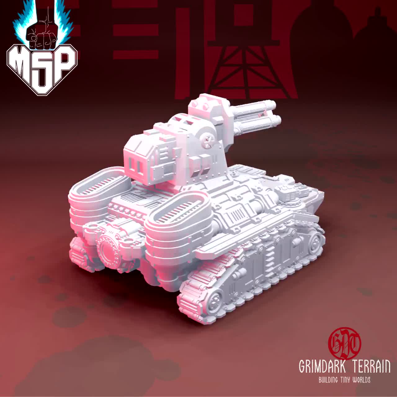 Ordinatus Crodax Turbo Laser Escort - GrimDark Terrain - Miniatura impresa en 3D - Ciencia ficción - Industrial - 6/8 mm - Resina video poster