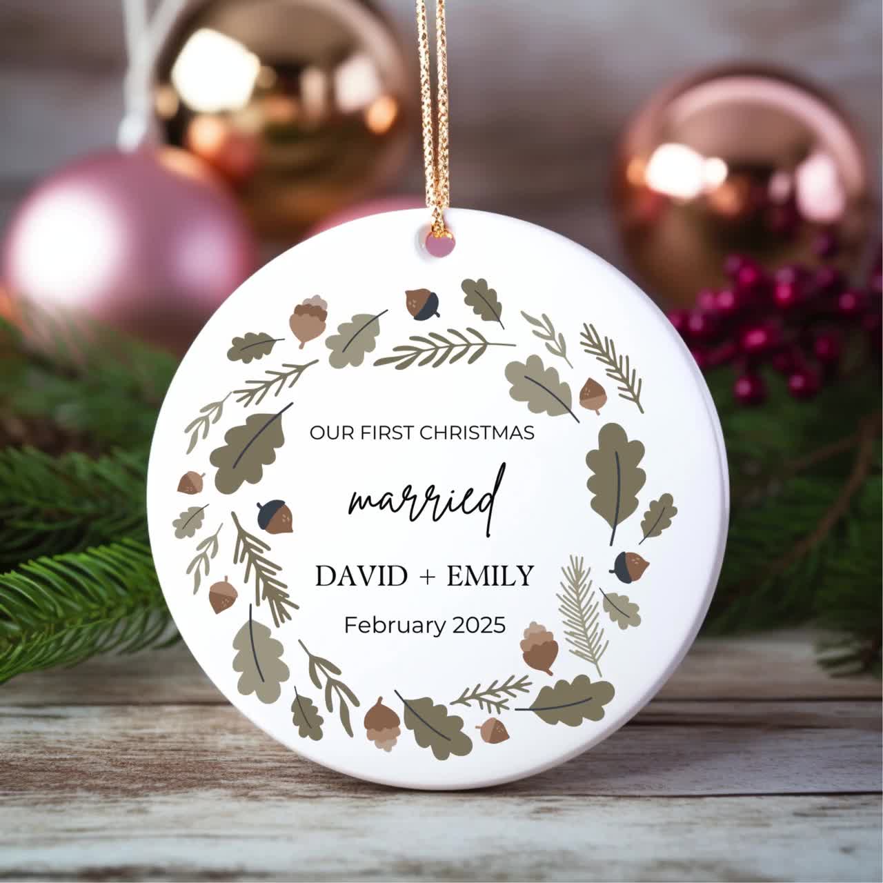 Custom Our First Christmas Married Ornaments Married Ornament Gift Personalized Tree Decoration Bridal Shower Gift Wedding Keepsake Gift