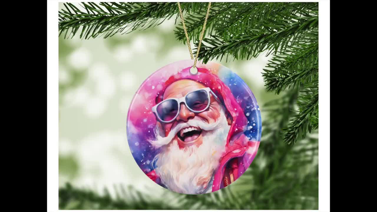 Christmas ornament sublimation bundle. Santa Claus 8 design - So Fontsy