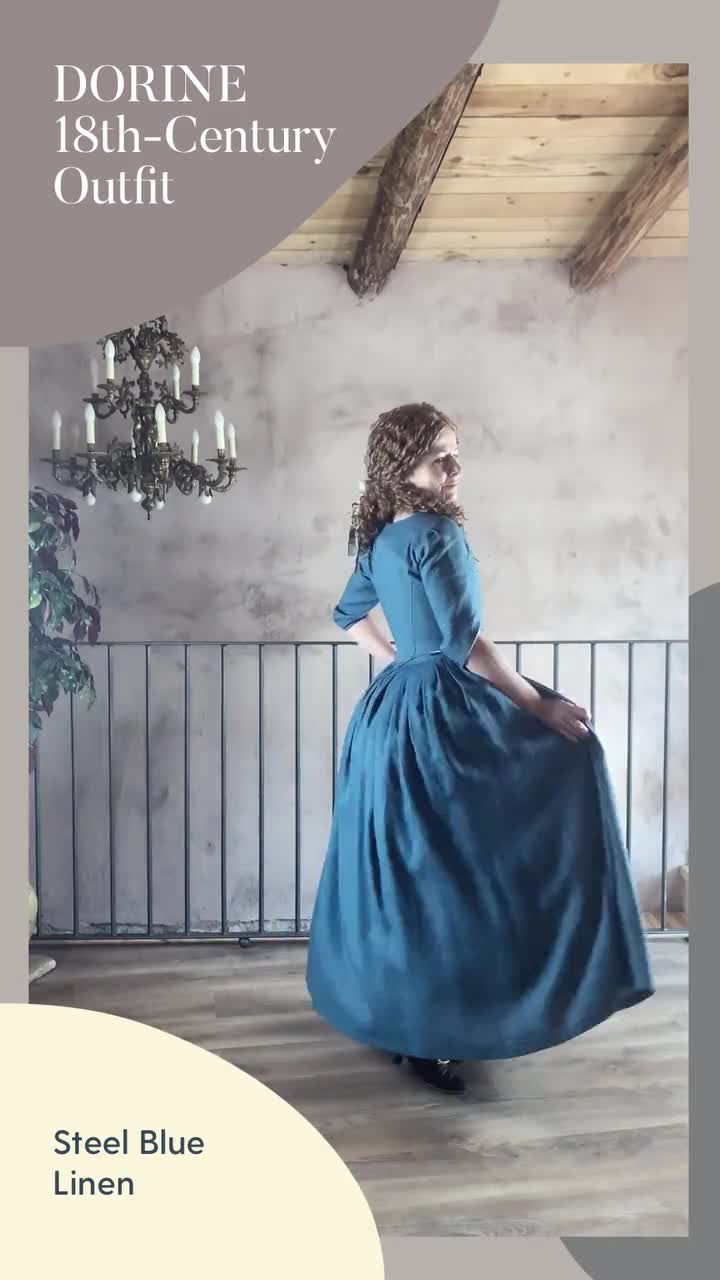 Colonial Costume in Steel and Night Blue Linen - Atelier Serraspina