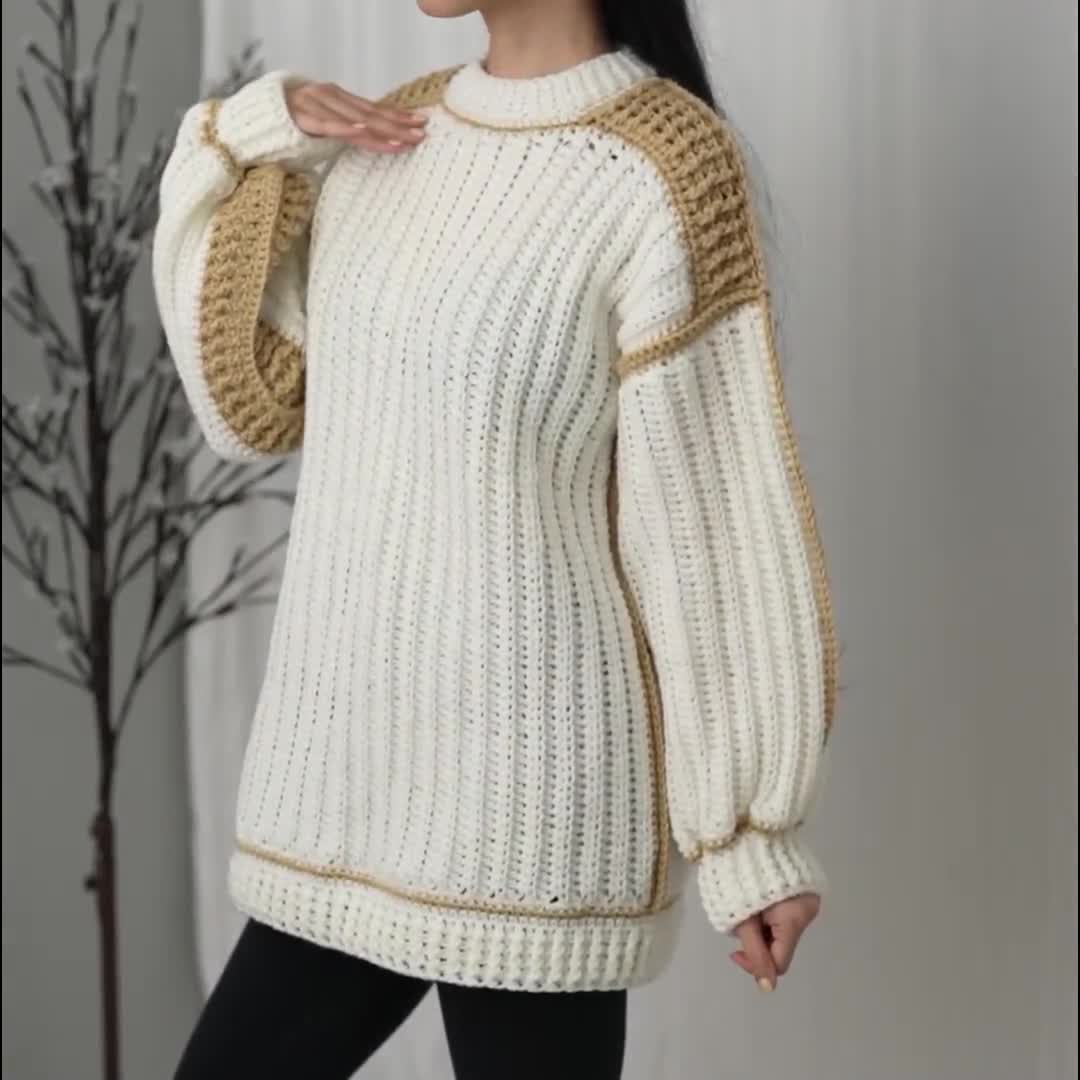 Crochet Pattern Crochet Oversized Sweater Pattern Long Sleeve Sweater Pattern PDF Download