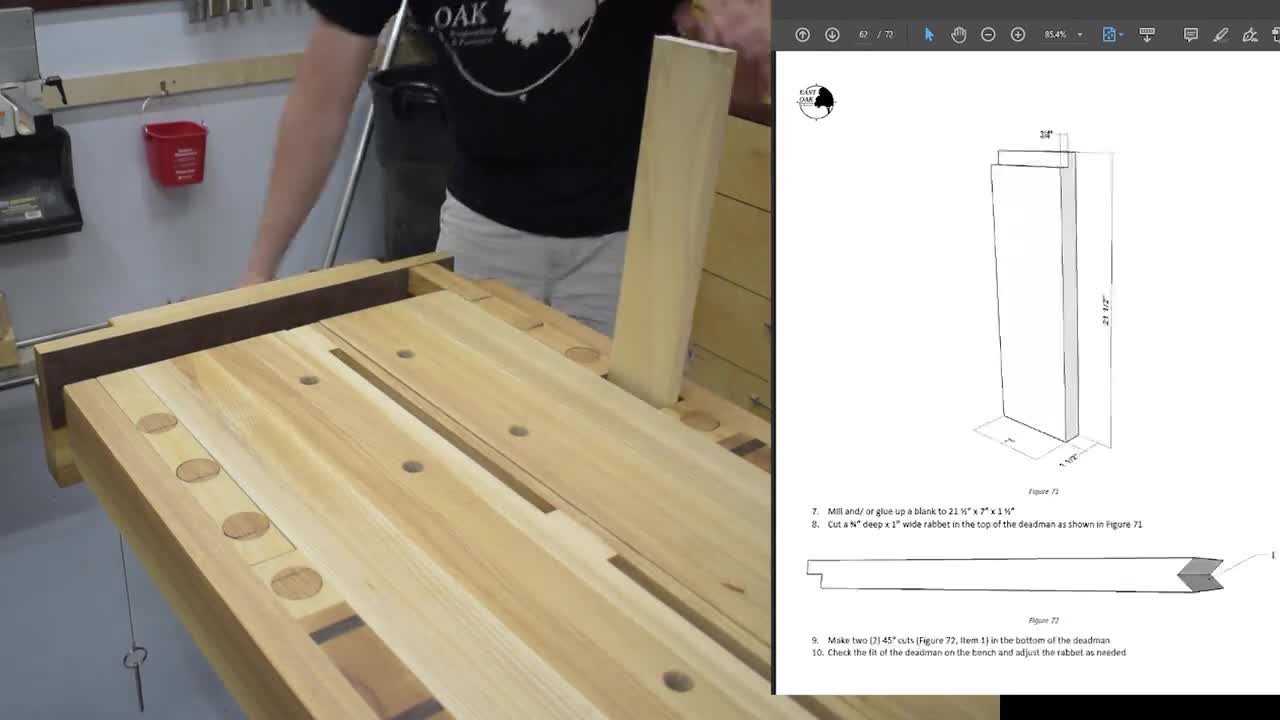 Plans for a Roubo style workbench with the perfect vise setup